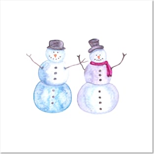 Smiley Snowmen Friends Posters and Art